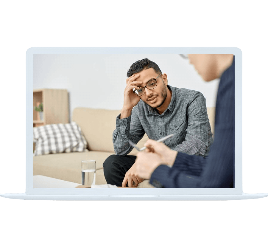 A person engaged in therapy, reflecting the guidance available through online personality disorder counseling.
